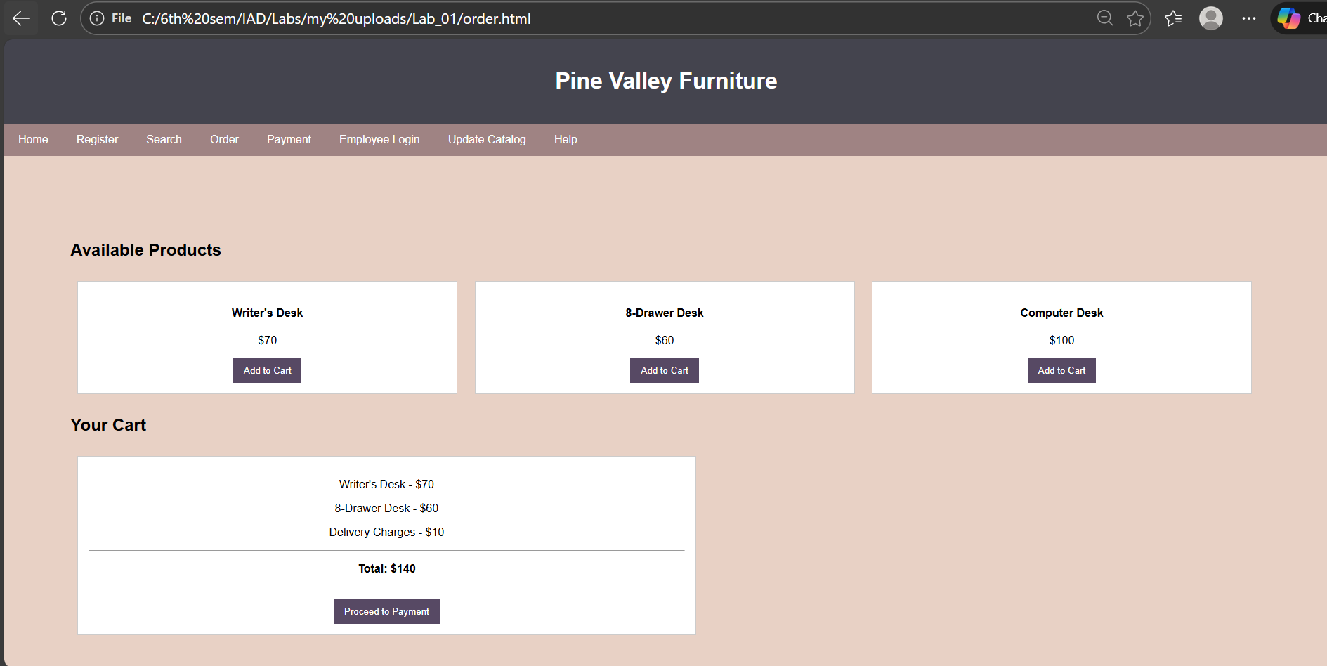 Order Screenshot