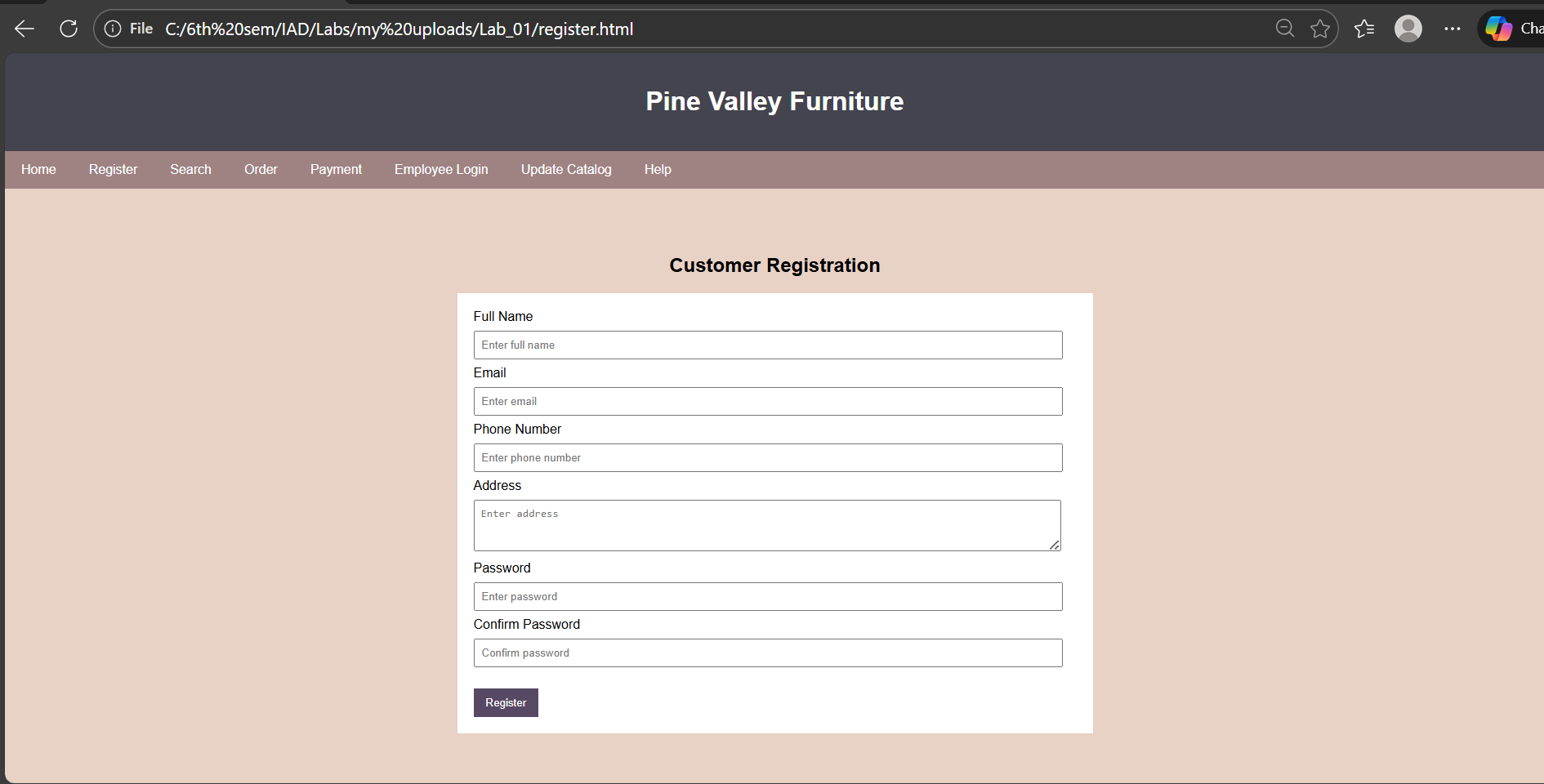 Register Screenshot