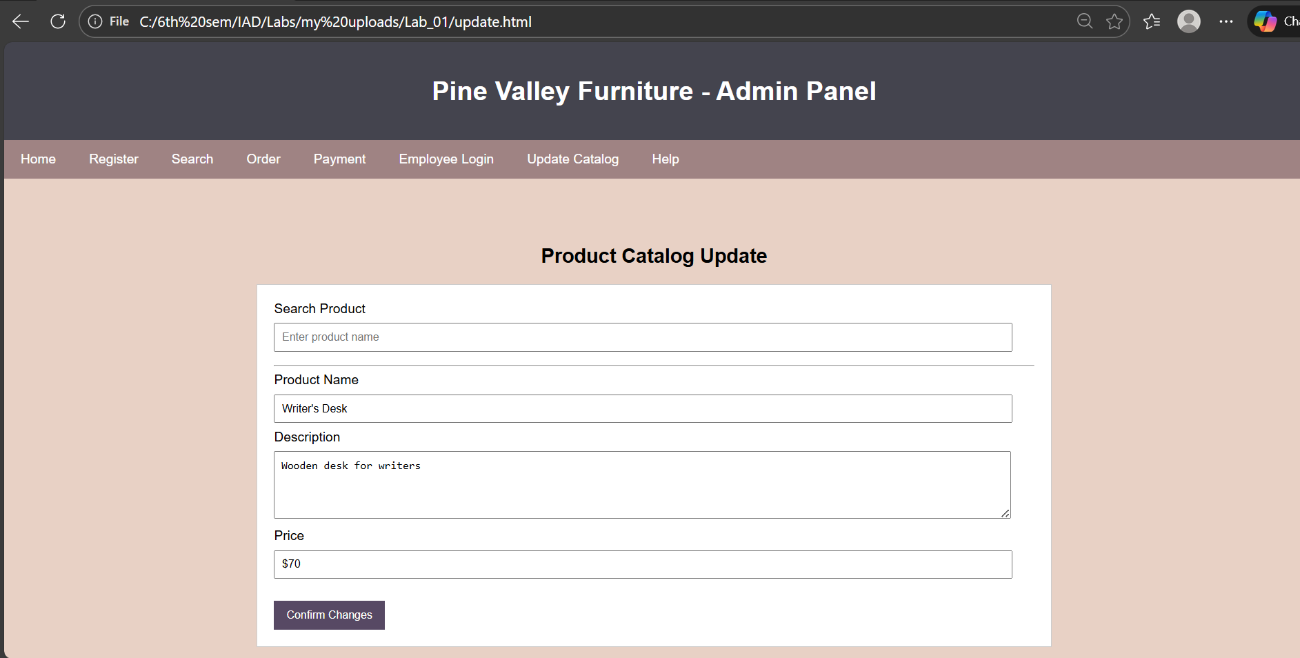 Catalog Update Screenshot